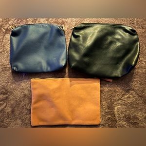 Set of three clutch or makeup bags! Suede and leather! Various Brands!